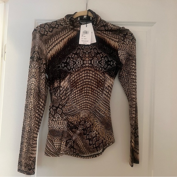 Reiss Tops - Snake Print Long Sleeve Top